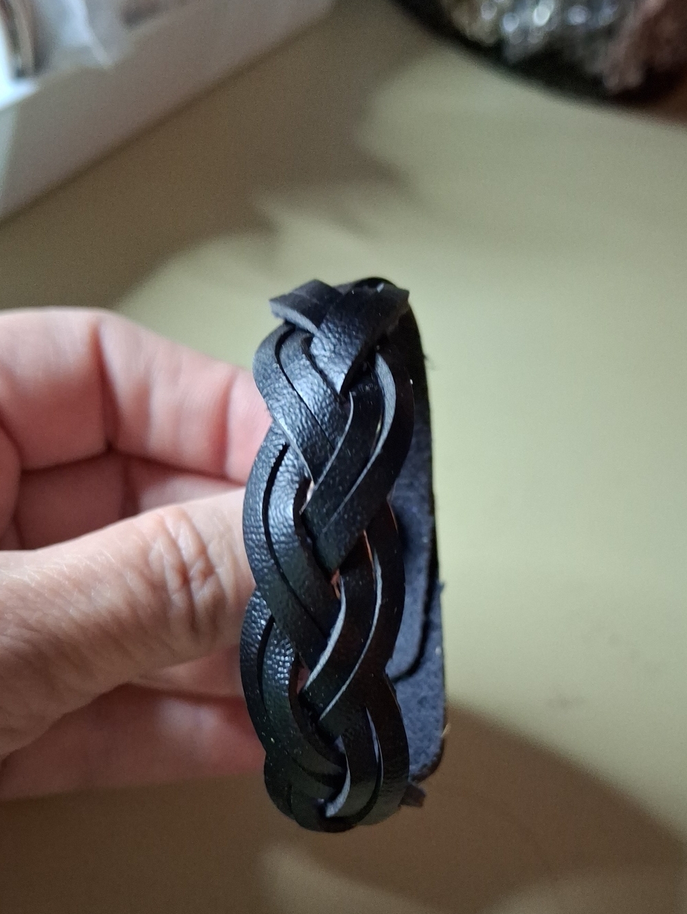 Braided Pleather Bracelet - Black